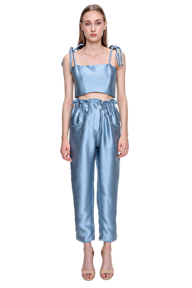 Sagaza Madrid  Parlak mavi pantolon bluz takım